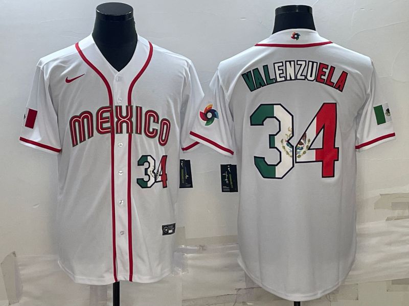 Men 2023 World Cub Mexico #34 Valenzuela White Nike MLB Jersey7